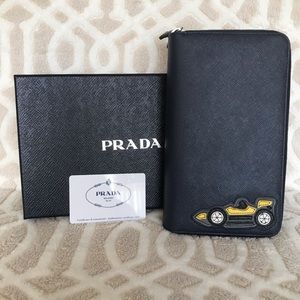 Repost Prada men’s travel organizer wallet clutch